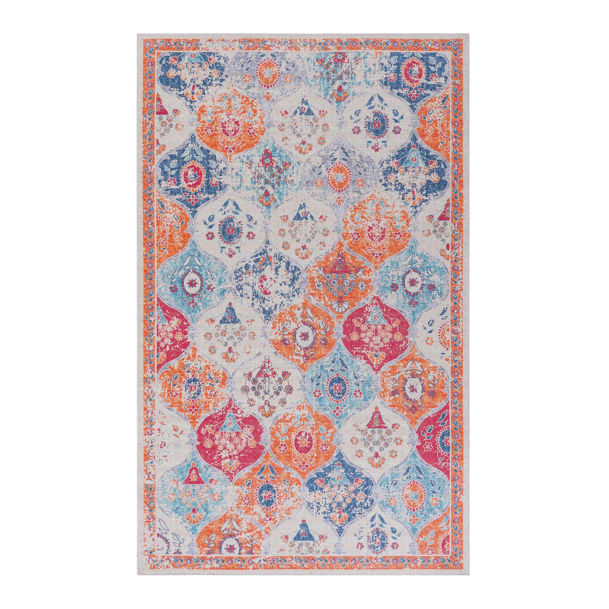 3x5 Low-Pile Kid and Pet Friendly Washable Area Rug, Non-Slip, Non-Shedding, Foldable Carpet for Living Room, Bedroom, Kitchen, Red
