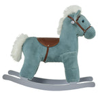 Kids Rocking Horse with Bear Toy, Plush Animal Rocker with Fun Realistic Sounds for Toddler 18-36 Months, Blue