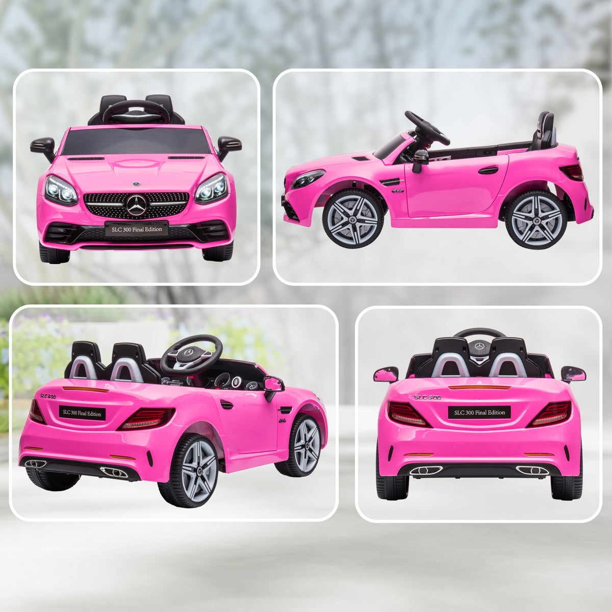 SLC 300 Licensed 12V Ride On Car for Kids with Remote Control, 2 Speeds, Battery Powered Kids Electric Car with Music, Lights, Suspension for 3-6 Years Old, Pink