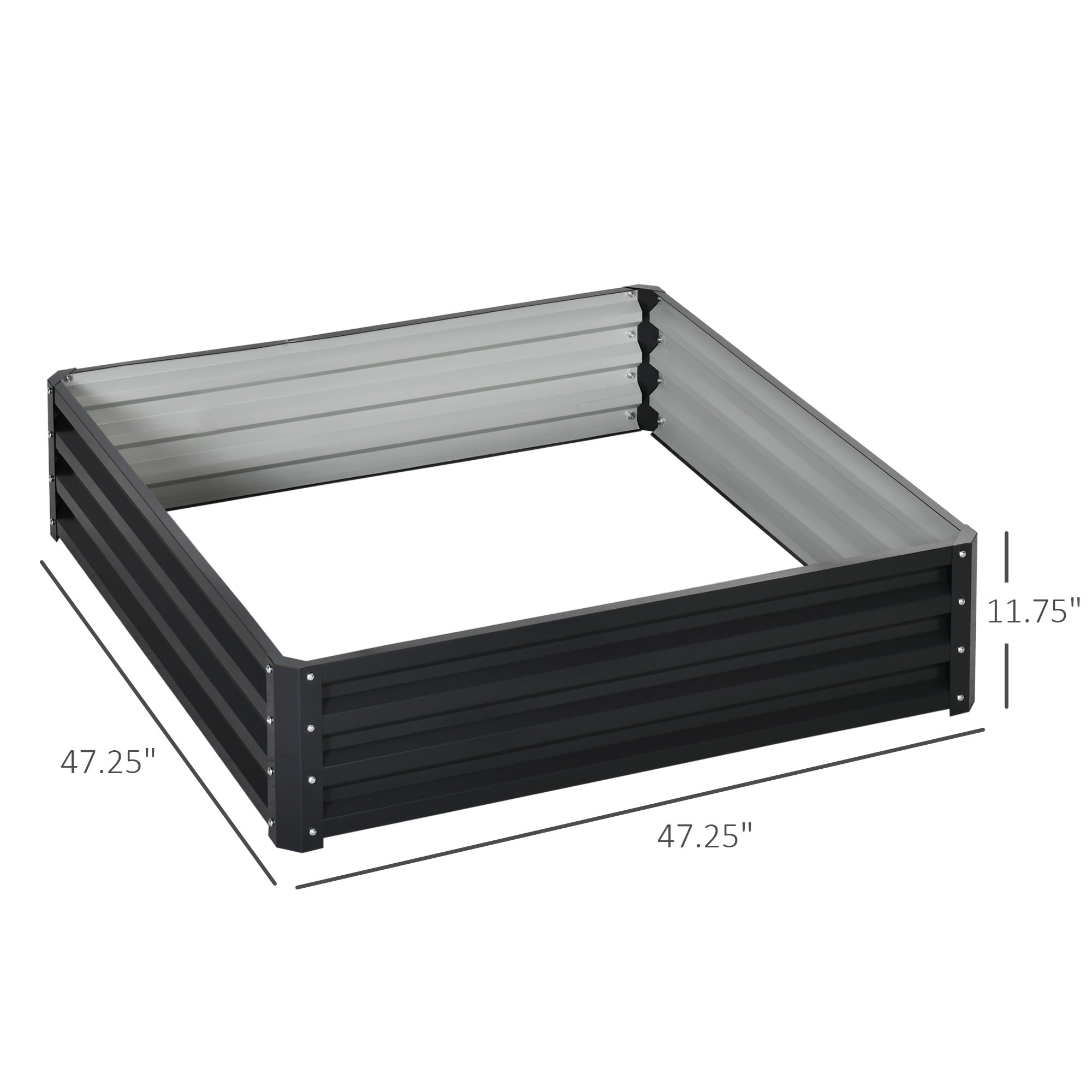 Galvanized Raised Garden Bed, 4' x 4' x 1' Metal Planter Box, for Growing Vegetables, Flowers, Herbs, Succulents, Gray