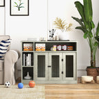 47" Dog Crate Furniture with Storage, for Large Medium Dogs, Gray