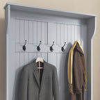 3-In-1 Entryway Bench with Coat Rack, Hall Tree with Bench and Shoe Storage, 5 Hooks for Hallway