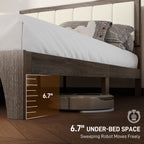 Full Bed Frame with Headboard Full Size Platform Bed Frame with Wooden Slats No Box Spring Needed Charcoal Gray