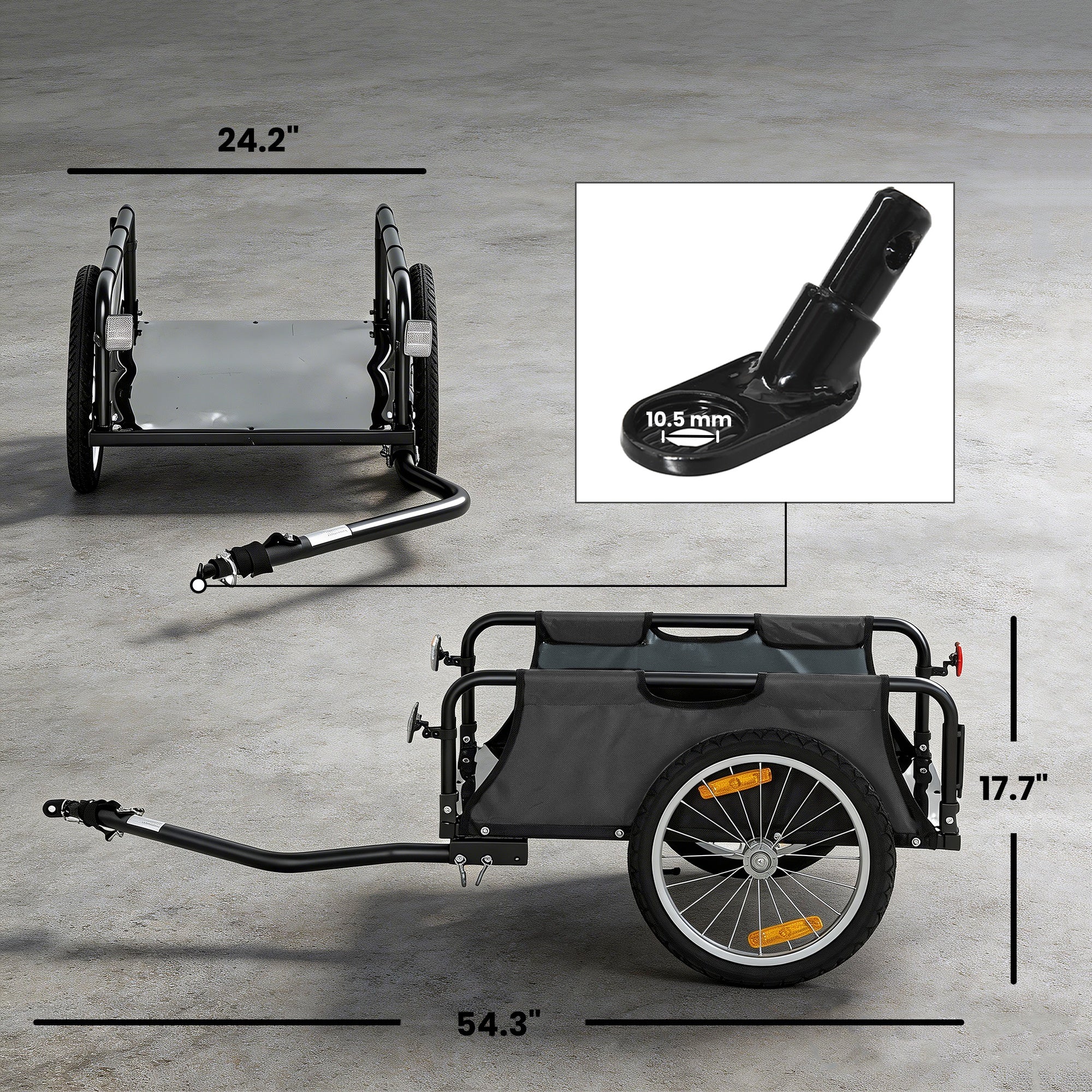 Bike Cargo Trailer, Bicycle Trailer Wagon Cart with Quick Release 16" Pneumatic Wheels, Aluminum Rims, Red Flag, Gray
