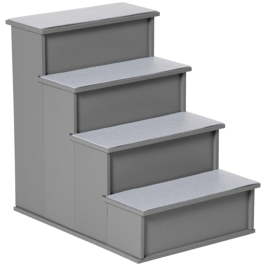 Pet Stairs, Small Dog Steps for Couch Bed with Cushioned Removable Covering, 15.75" x 23.25" x 21.25", Grey