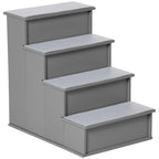 Pet Stairs, Small Dog Steps for Couch Bed with Cushioned Removable Covering, 15.75" x 23.25" x 21.25", Grey