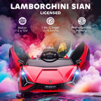 12V SIAN Licensed Electric Car for kids with Remote Control, Horn, Music, & Headlights, Red