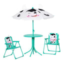 Kids Table and Chair Set, Outdoor Folding Garden Furniture, Picnic Table for Patio Backyard, with Removable & Height Adjustable Sun Umbrella, White