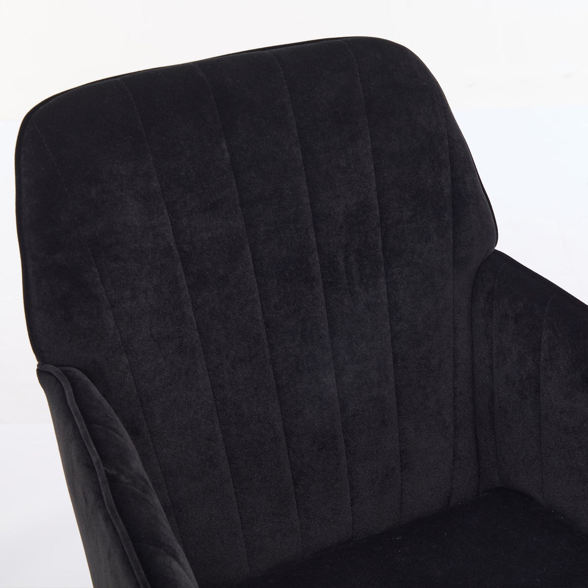 Adjustable Ergonomic Swivel Chair with Velvet Cushion and Lumbar Support, Office Chair with Golden Base, 25" L x 23" W x 38" H, Black