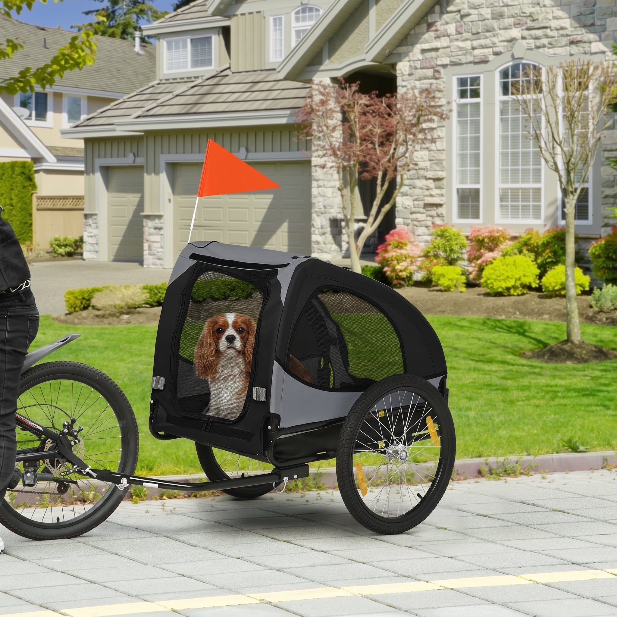 Dog Bike Trailer, Pet Stroller with Wheels for Medium Dogs, Black