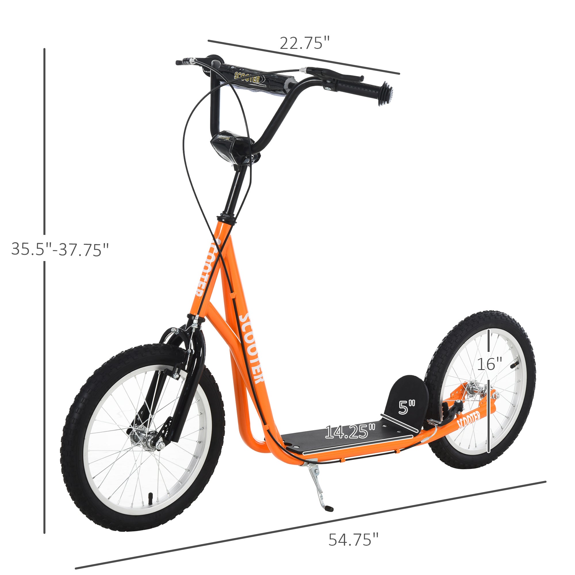 Youth Scooter Kick Scooter for Kids 5+ with Adjustable Handlebar Front and Rear Dual Brakes, Orange