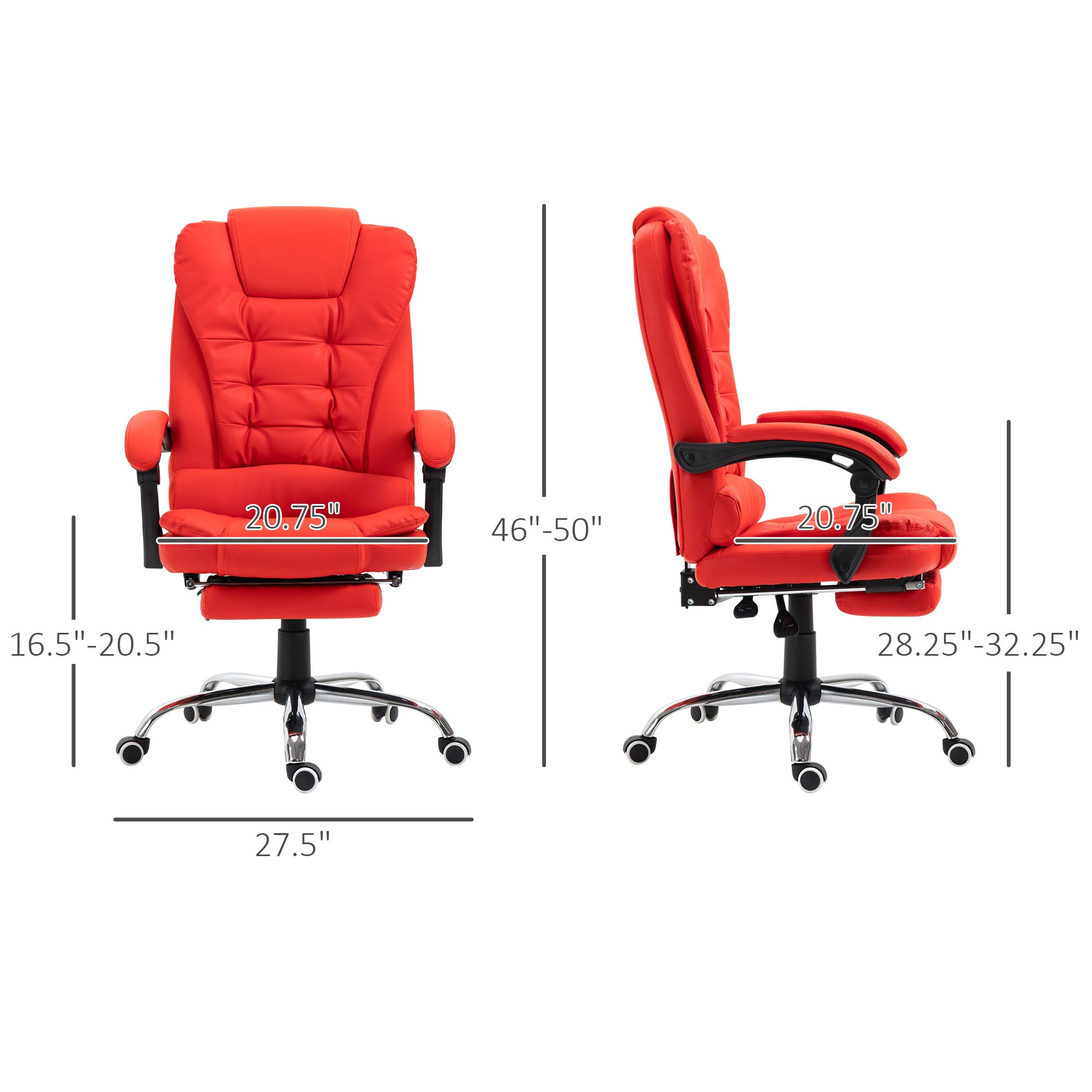 Executive Office Chair, High Back Reclining Computer Chair with Footrest and Armrest, Red