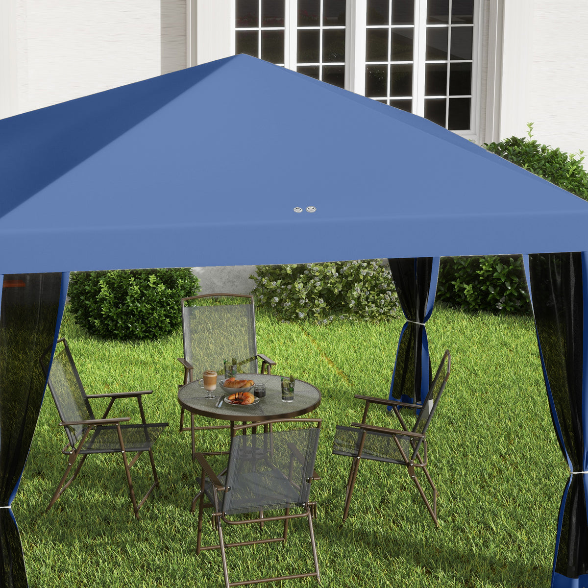 10' x 10' Pop Up Canopy Tent with Netting, Instant Gazebo, Screen House Room with Carry Bag, Height Adjustable, for Outdoor, Garden, Patio, Camping, Blue