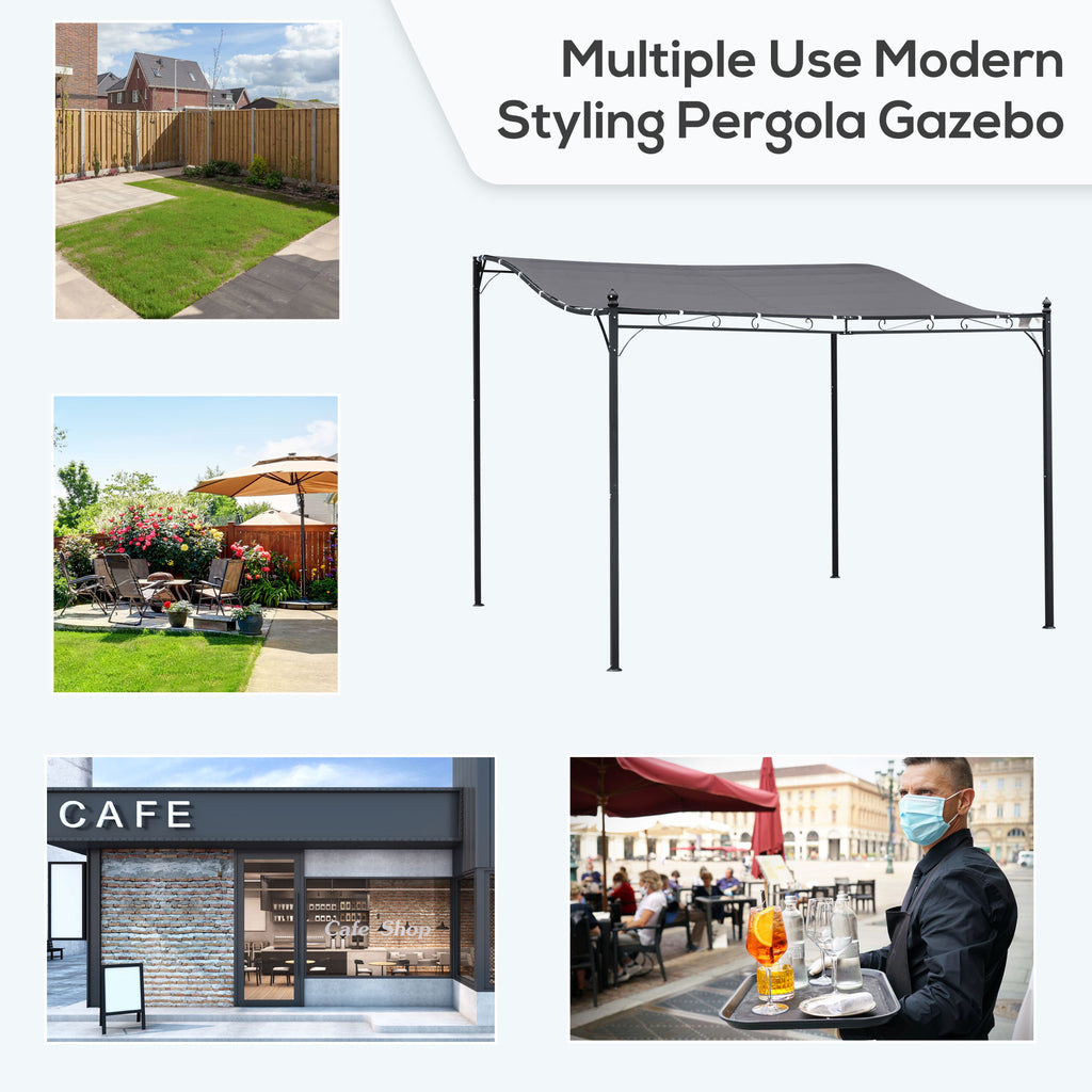 Durable 10x10 Steel Pergola, Wall-Mounted with Canopy for Patio Perfect for Homeowners, Gray