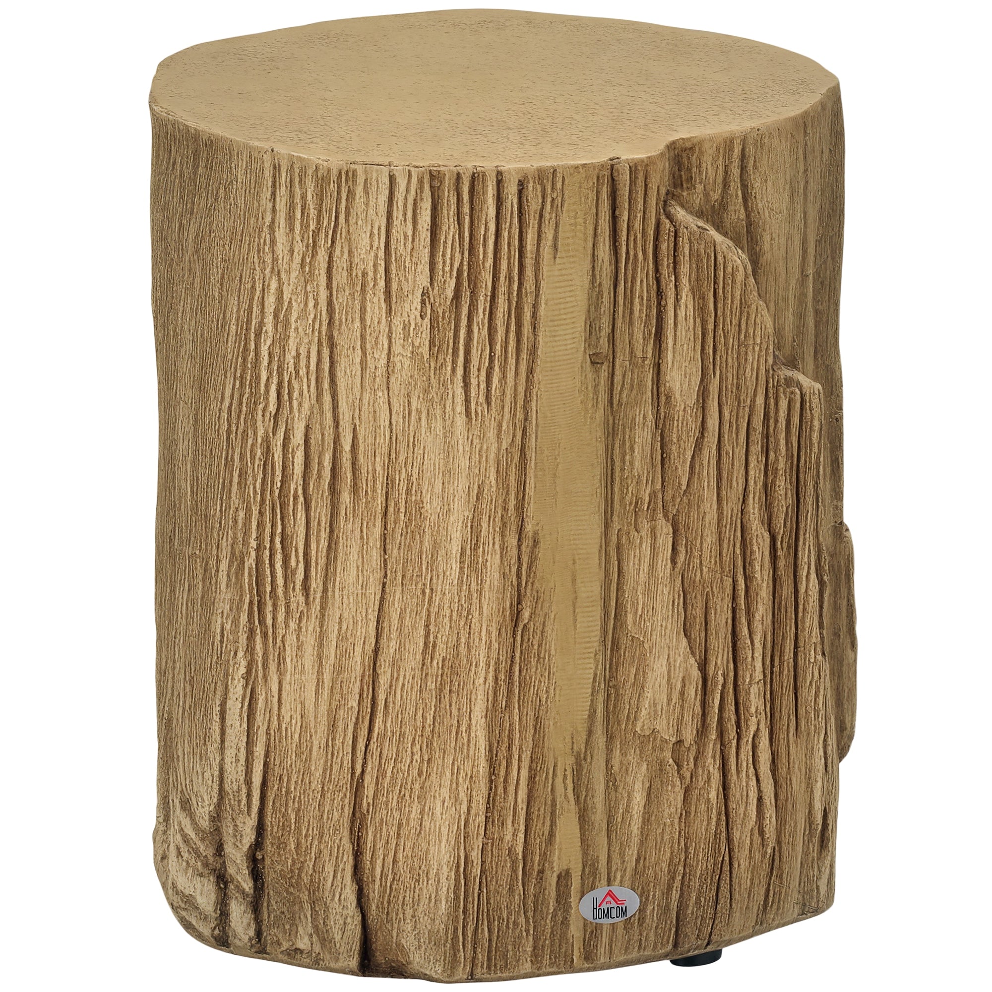 17" Tall Tree Stump End Table, Concrete Sofa Side Table for Indoor and Outdoor Use, Garden Stool