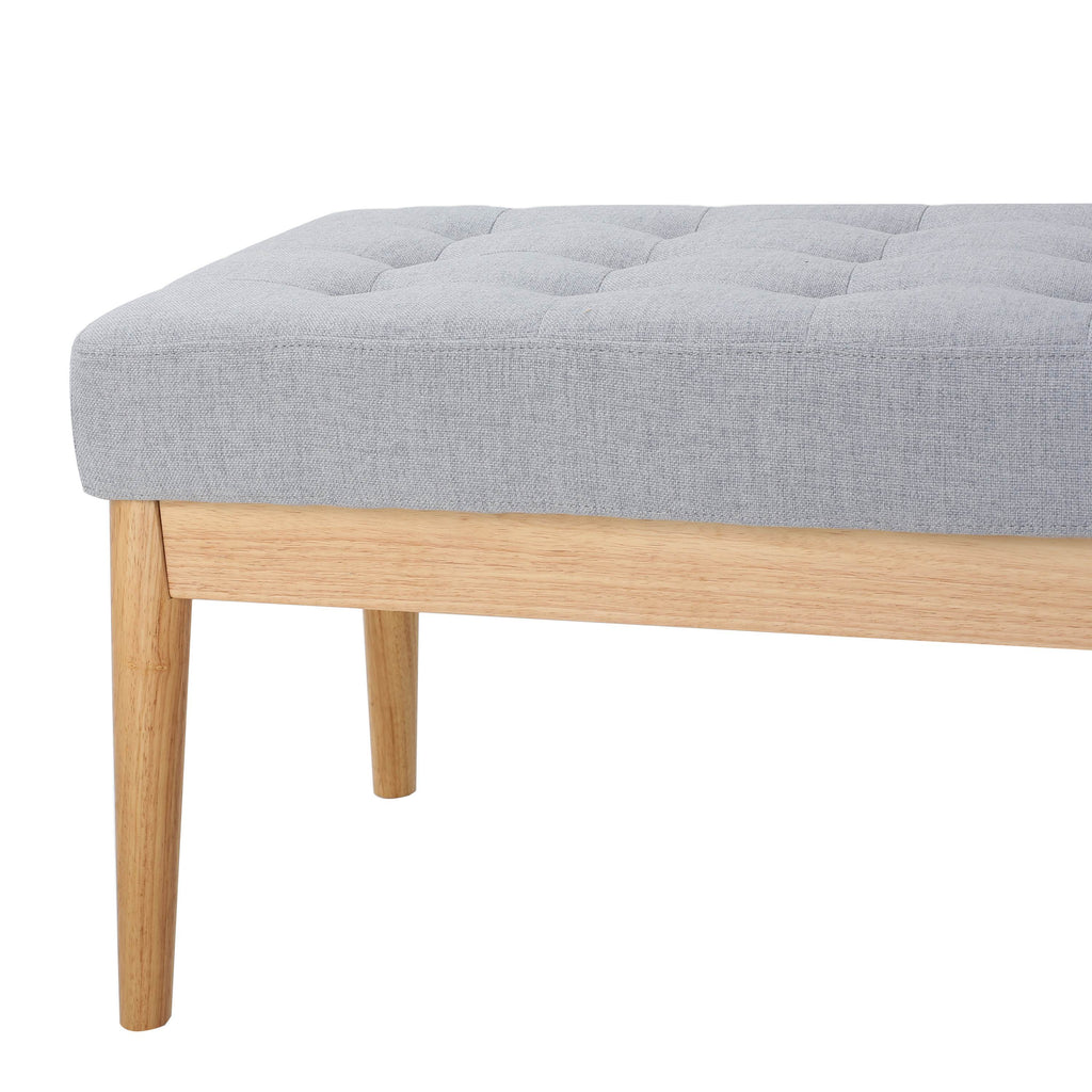 Fabric Ottoman with Cushioned Top, Sturdy Frame, and Space-Saving Design, 43.5" L x 15.75" W x 17" H, Light Gray