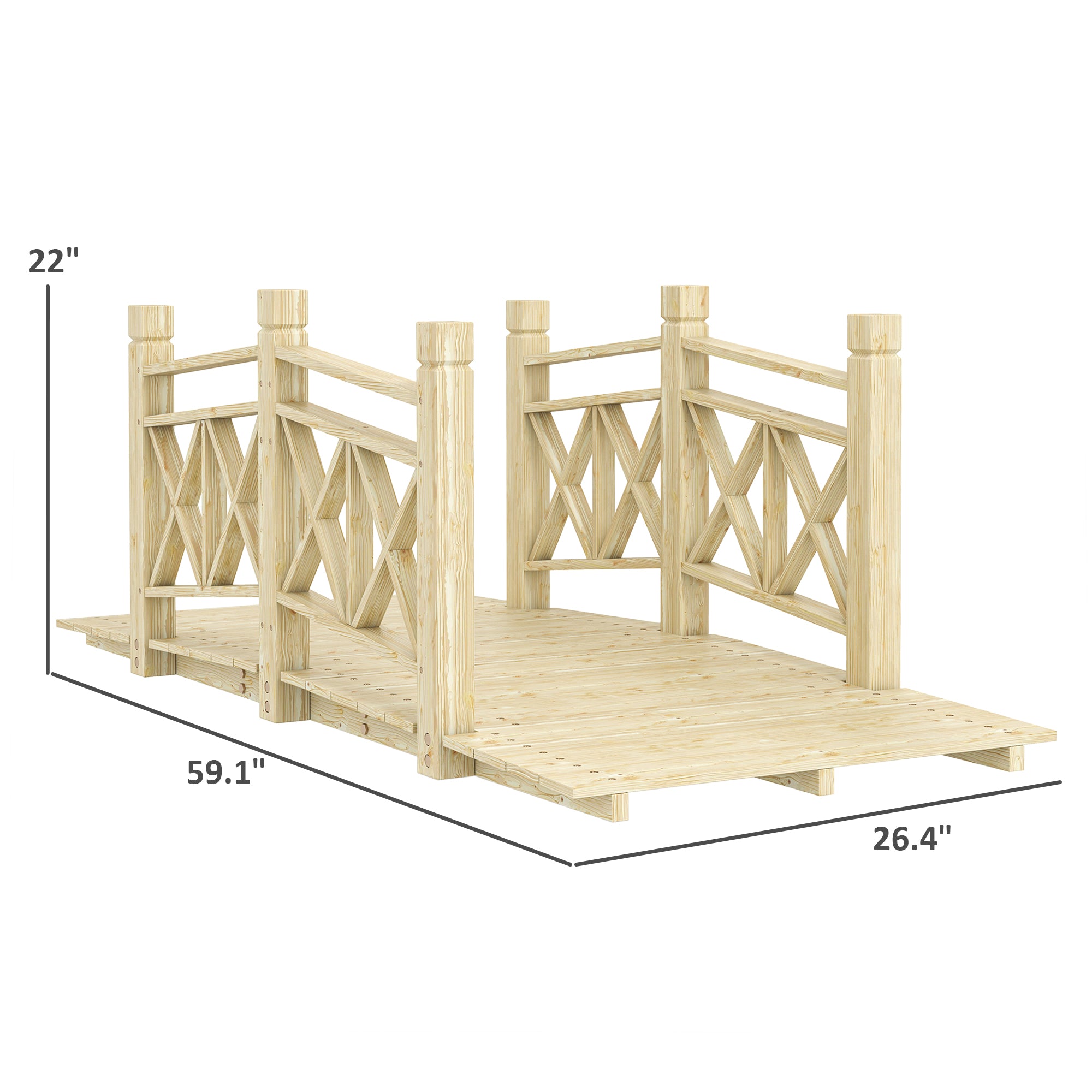 5 ft. Wooden Garden Bridge Footbridge for Backyard Ponds, Creeks, Streams, Nature Wood