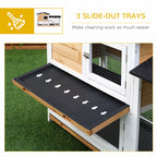 62" Rabbit Hutch, Wooden Bunny Hutch, Guinea Pig Cage, Small Animal Enclosure with Run Area, Removable Tray, Asphalt Roof, Lockable Doors and Ramp, for Rabbits, Chickens, Ducks, Nature Wood