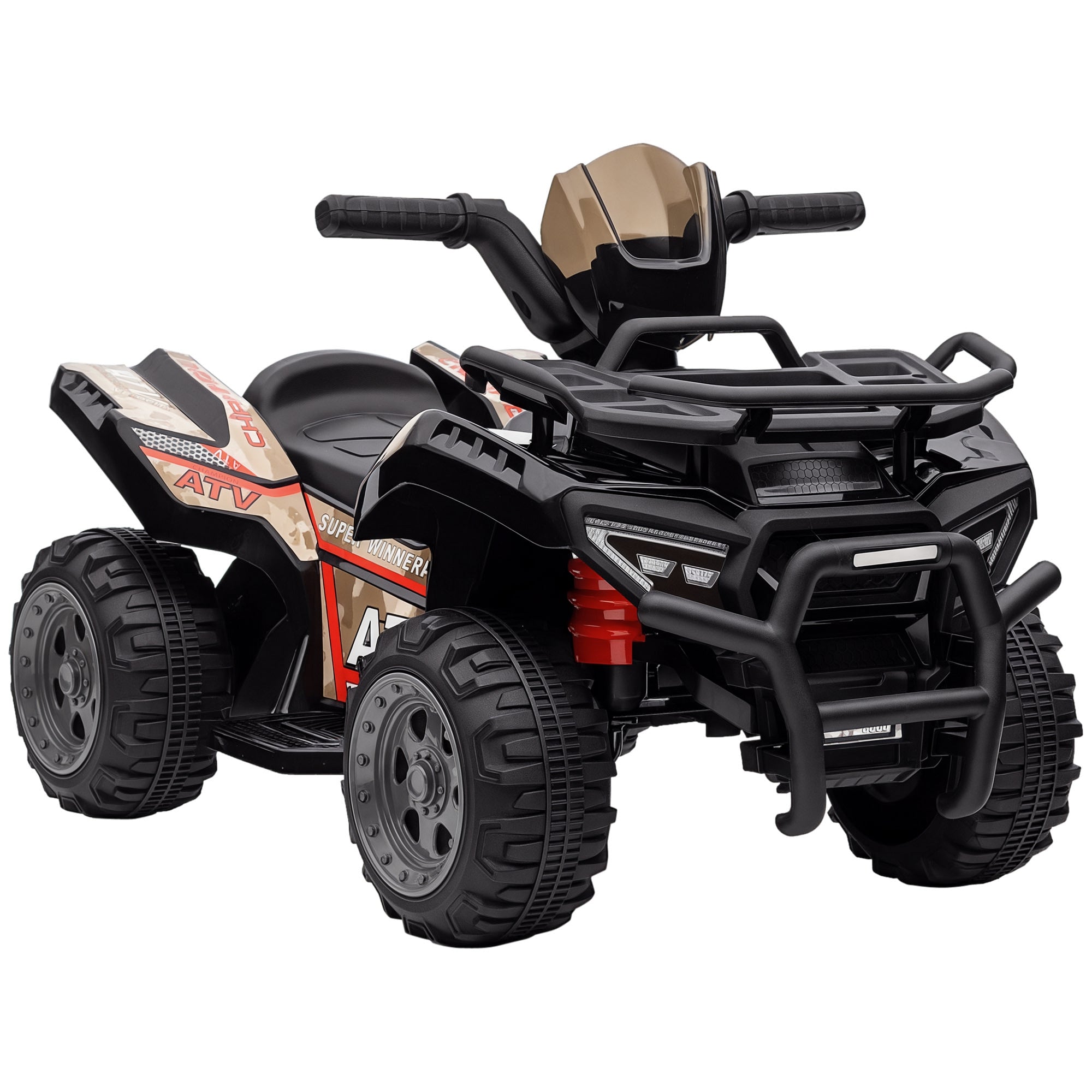 Kids ATV Four Wheeler Ride on Car, Motorized Quad, 6V Battery Powered Electric Quad with Songs for 18-36 Months, Black