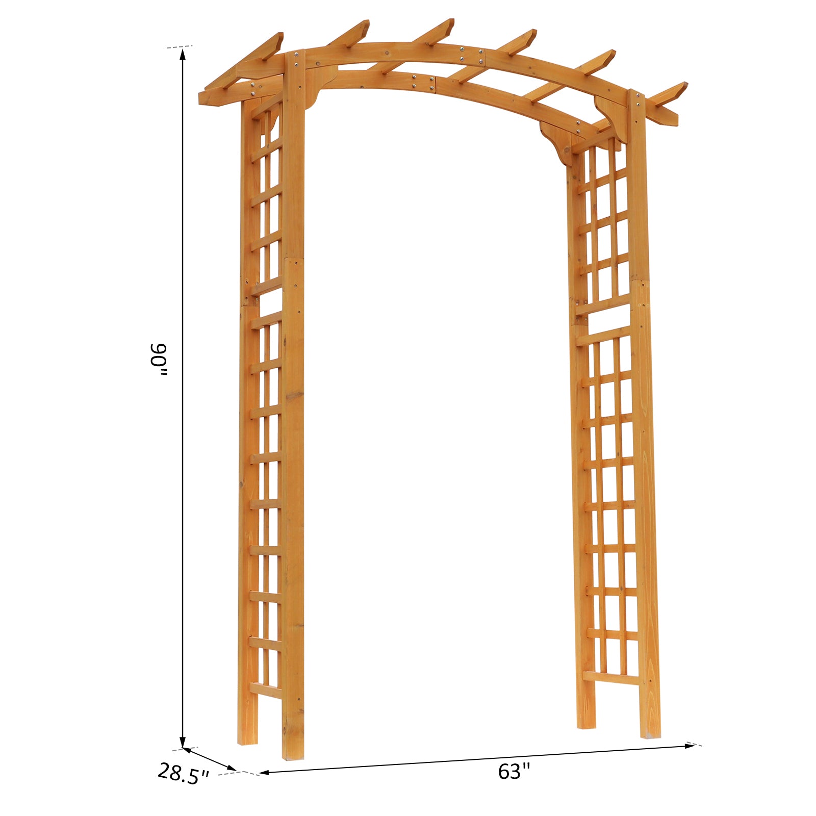 7.5' Fir Wood Round Outdoor Garden Pergola Style Arbor Arch Trellis