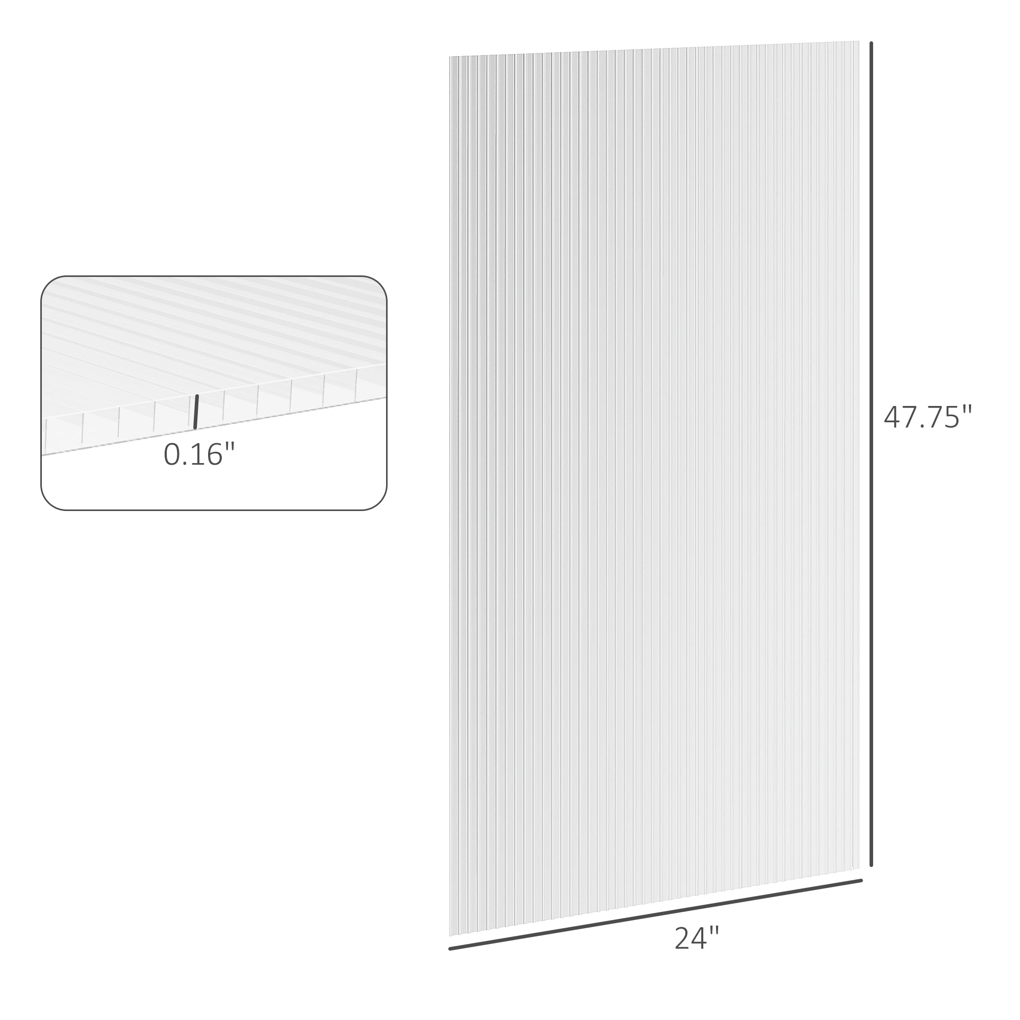 14 Pieces Twin-Wall Polycarbonate Panels Waterproof UV Protected Polycarbonate Greenhouse Panels, 4' x 2' x 0.16", Clear