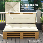 2 Seater Pallet Cushions Outdoor 3.9" Thick Replacement Cushions - Tufted Design for Garden, Patio, Cream White