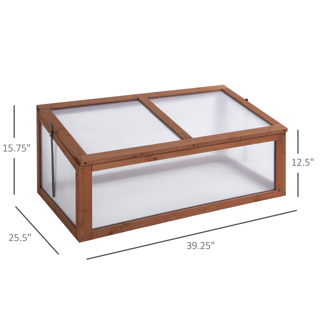 Wooden Cold Frame Greenhouse, Mini Greenhouse with Polycarbonate Board and Solid Wood Frame, Green House Cold Frame