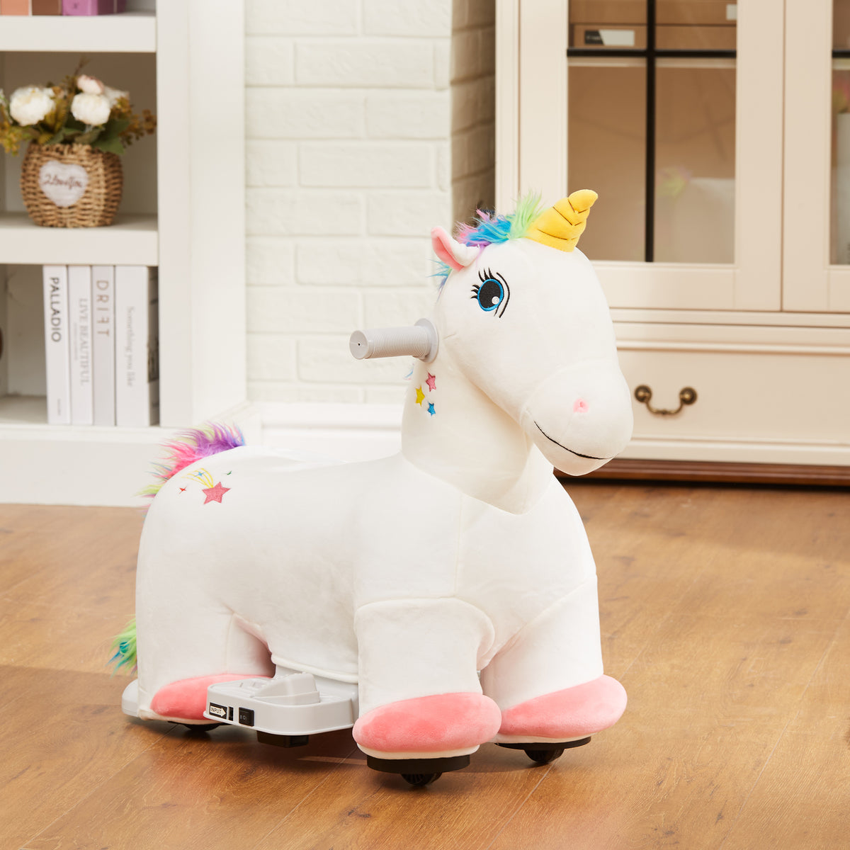 Kids Ride on Unicorn, 6V Battery Powered Electric Ride on Animal Toy w/ Music Forward, Foot Pedal for Aged 18-36 Months