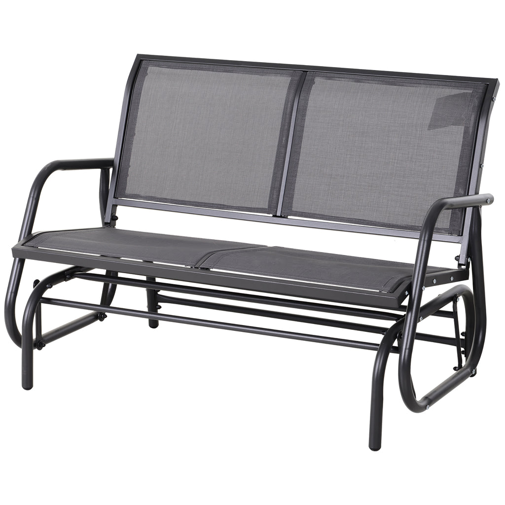 2-Person Outdoor Glider Bench Patio Double Swing Rocking Chair Loveseat w/Power Coated Steel Frame for Backyard Garden Porch, Grey