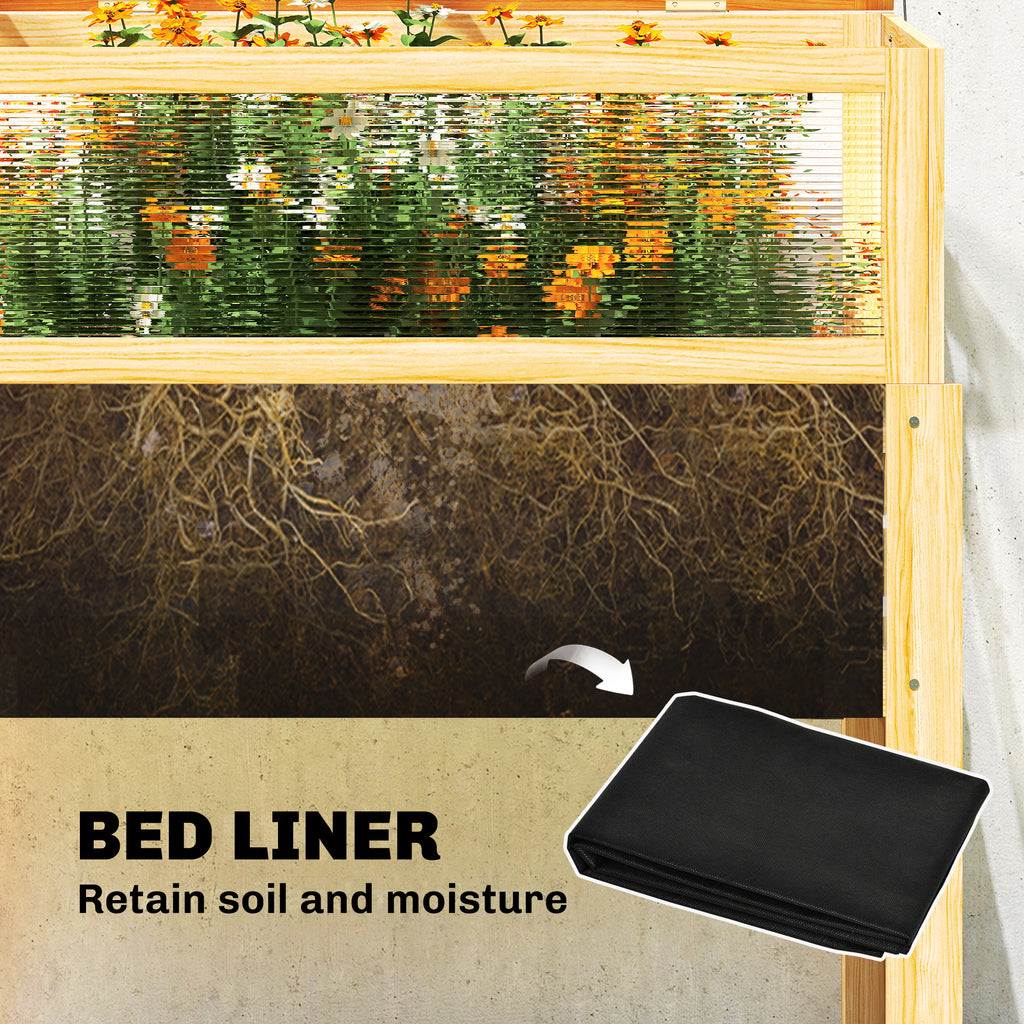 Raised Garden Bed with Mini Greenhouse, Elevated Planter Box with Legs and Bed Liner for Flowers, Vegetables