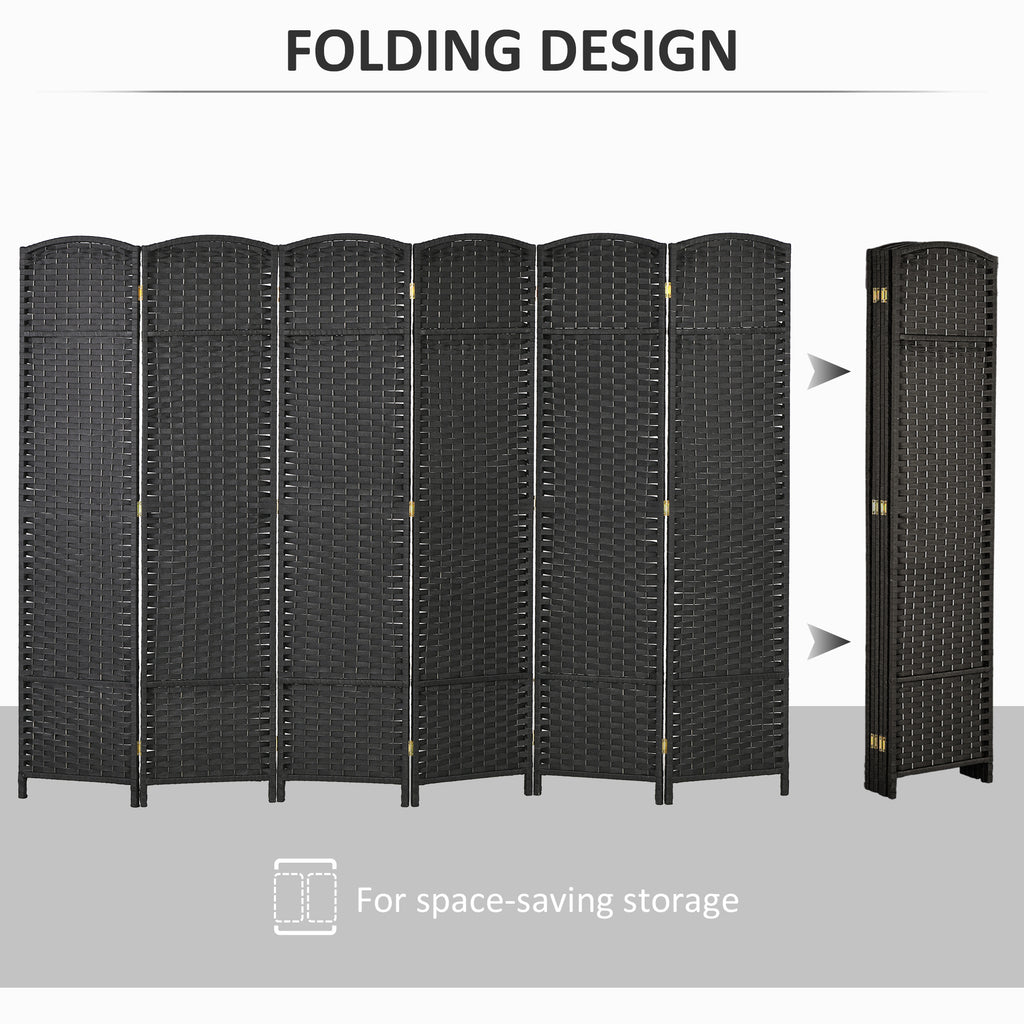 Folding Room Divider Screen 6 Panel 5.6 ' Tall Privacy Screen Freestanding Room Partition for Home Office, Black