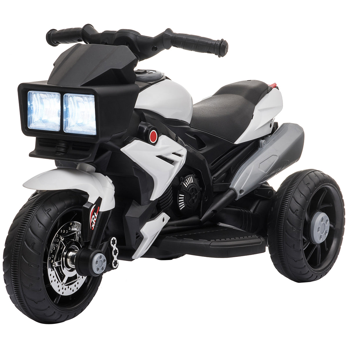 6V Kids Motorcycle, Battery-Operated Mini Electric Motorbike with Forward/Reverse Switch, Horn, White