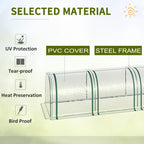 13' L x 3' W x 2.5' H Portable Tunneled Greenhouse with 4 Zippered Doors, Water/UV Fighting PVC Cover, Clear