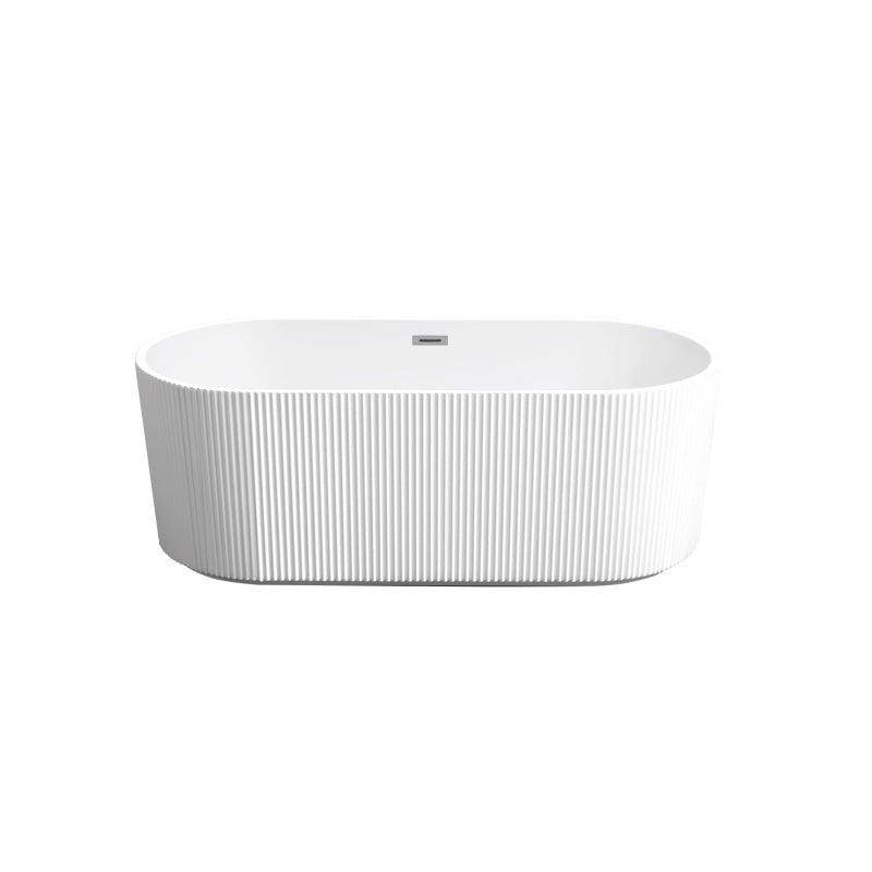 59" Freestanding Acrylic Soaking Tub with Adjustable Feet and Flexible Drain, Durable Panel for Bathroom, 59" L x 29.5" W x 23" H, Gloss White
