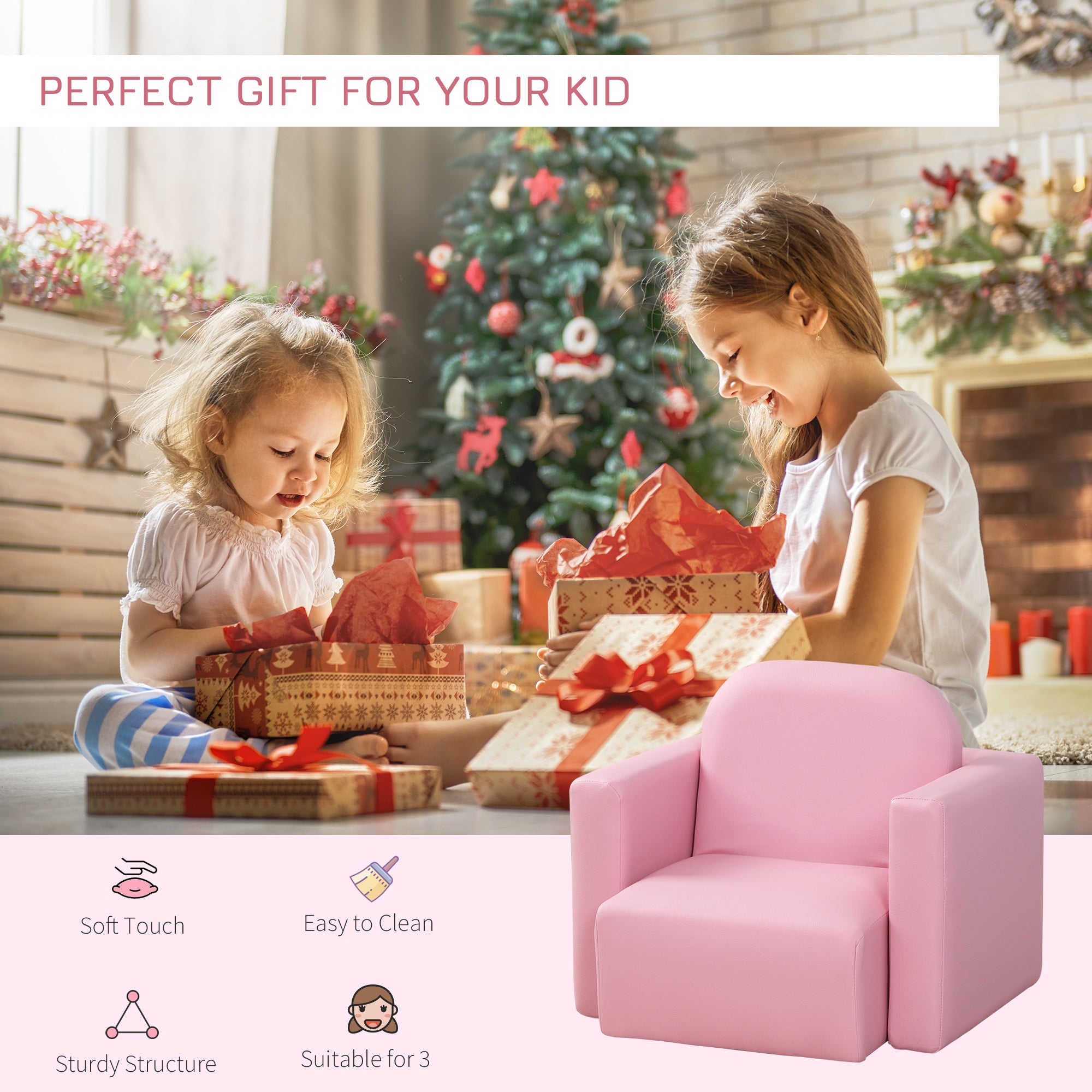 2-in-1 Convertible Table and Chair Set for Boys Girls for Boys Girls, Pink