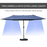 Double-Sided Patio Umbrella, Rust-Resistant Steel, Poolside Shade, Dark Blue