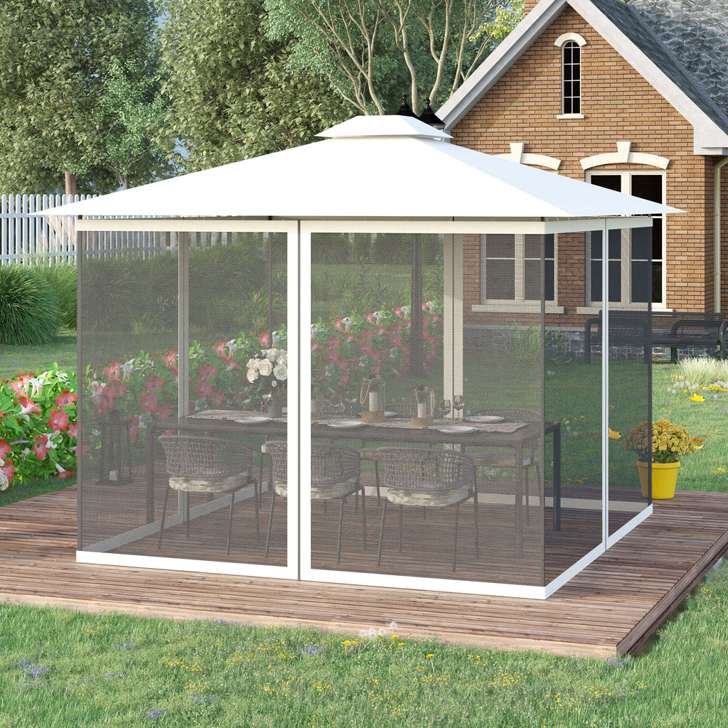 Universal Replacement Mesh Sidewall Netting for 9.84' x 13.1' Gazebos and Canopy Tents with Zippers, (Sidewall Only) White