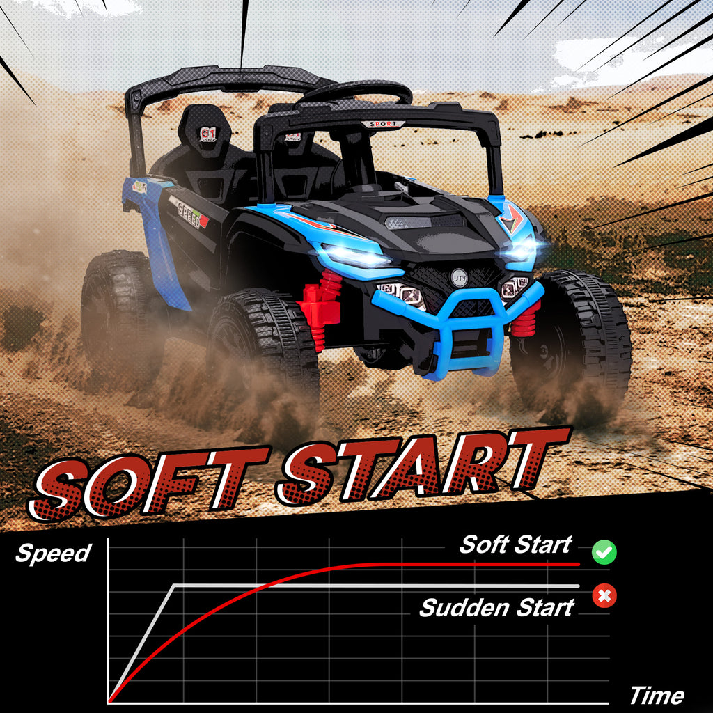 12V Kids Ride On Truck, Battery Powered Electric UTV Vehicle with Rear Suspension, Remote Control for 3-5 Years, Blue