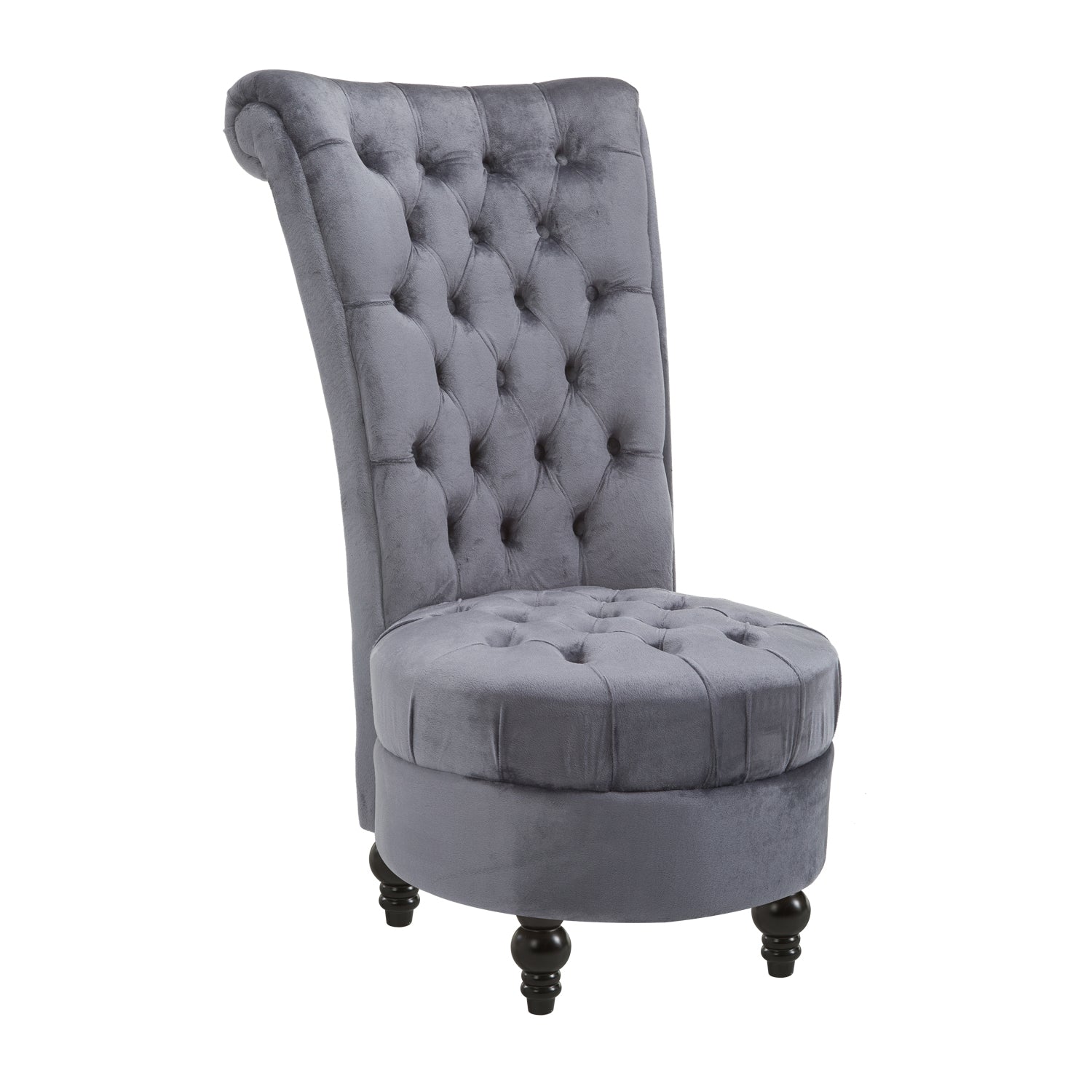 Retro High Back Armless Accent Chair, Fabric Upholstered Tufted Chair for Living Room, Dining Room and Bedroom, Gray