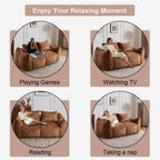Bean Bag Sofa with High-Density Foam and Faux Fur Fabric, Compressed Sofa Oversized Fluffy Loveseat for Adults, 75" L x 42.5" W x 28.5" H, Brown