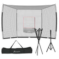 Softball and Baseball Net with Strike Zone, Tee, Caddy, and Portable Carry Bag for Pitching and Hitting Training