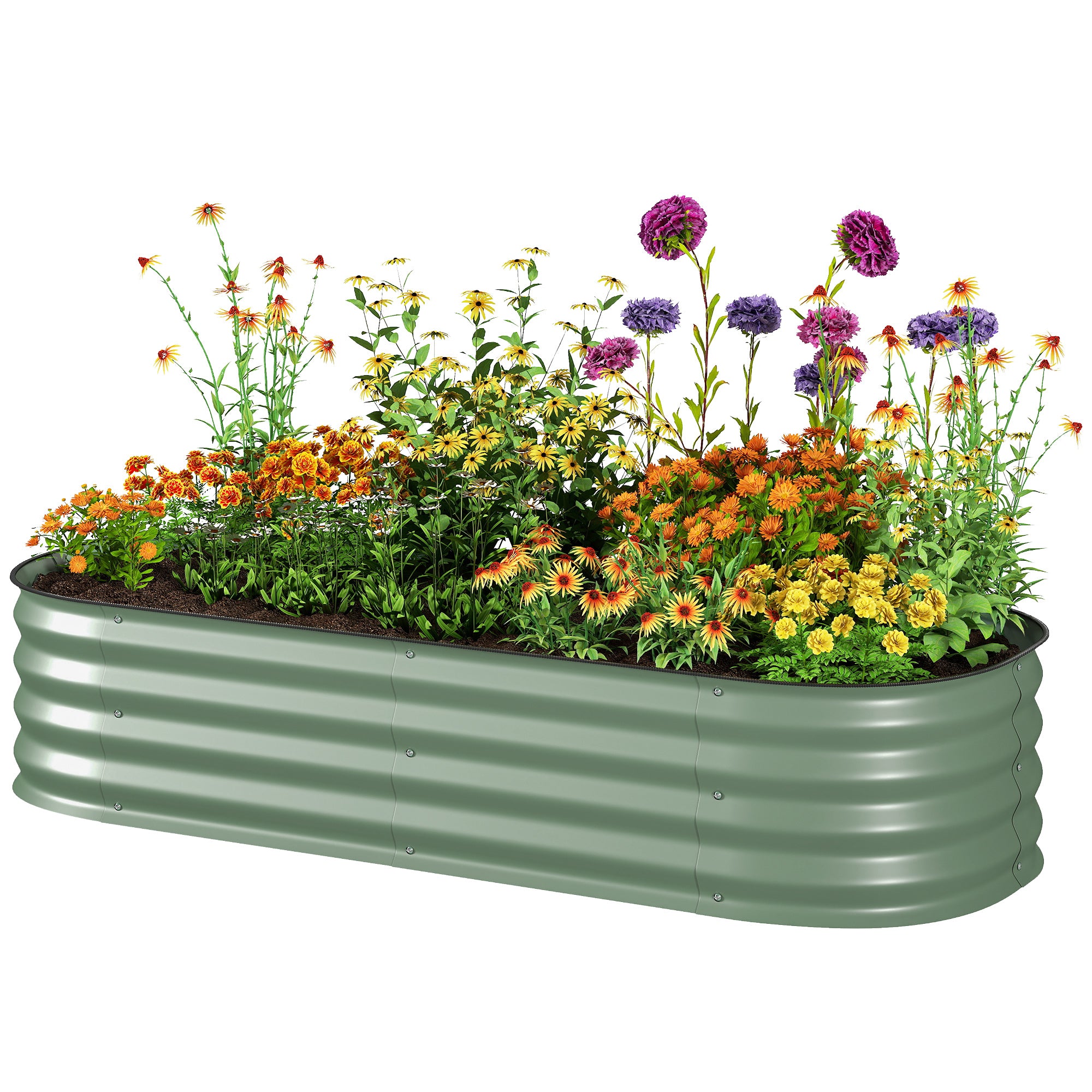 4.9' x 2' x 1' Galvanized Raised Garden Bed Kit, Metal Planter Box with Safety Edging, Green