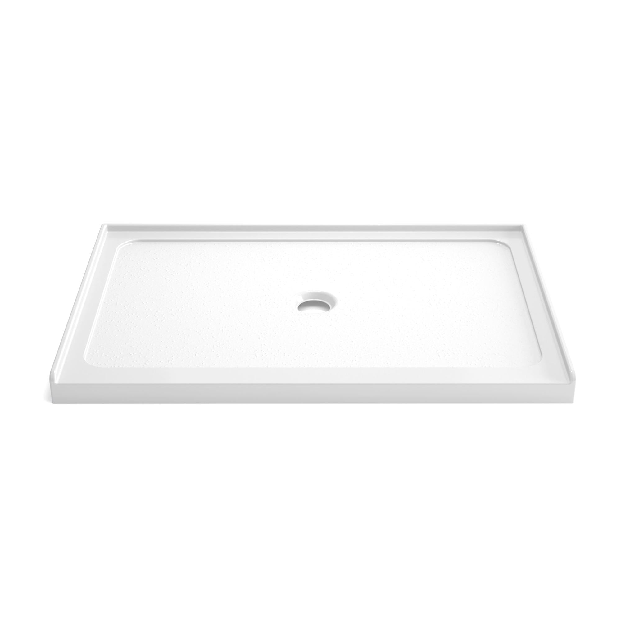 32" x 48" Shower Base with Durable No-Flex Construction, Acrylic 3-Wall Alcove Shower Pan with Center Drain, 48" L x 32" W x 3" H, Gloss White