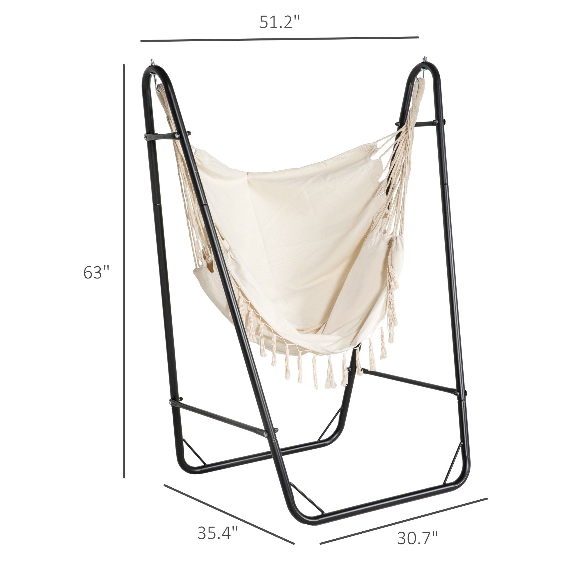 Hammock Chair with U Shape Stand, Hammock Swing Chair with A Side Pocket, Cream White