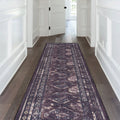 2x10 Low-Pile Non-Slip Non-Shedding Washable Area Rug, Kid and Pet Friendly, Carpet for Living Room, Bedroom, Kitchen, Black+Burgundy