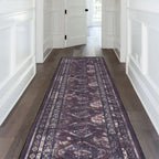 2x10 Low-Pile Non-Slip Non-Shedding Washable Area Rug, Kid and Pet Friendly, Carpet for Living Room, Bedroom, Kitchen, Black+Burgundy