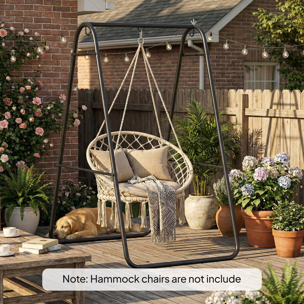 Hammock Chair Stand Only Heavy Duty Solid Steel A-Frame for Hanging Hammock, Egg Chair, Max Load 330 LBS, Black