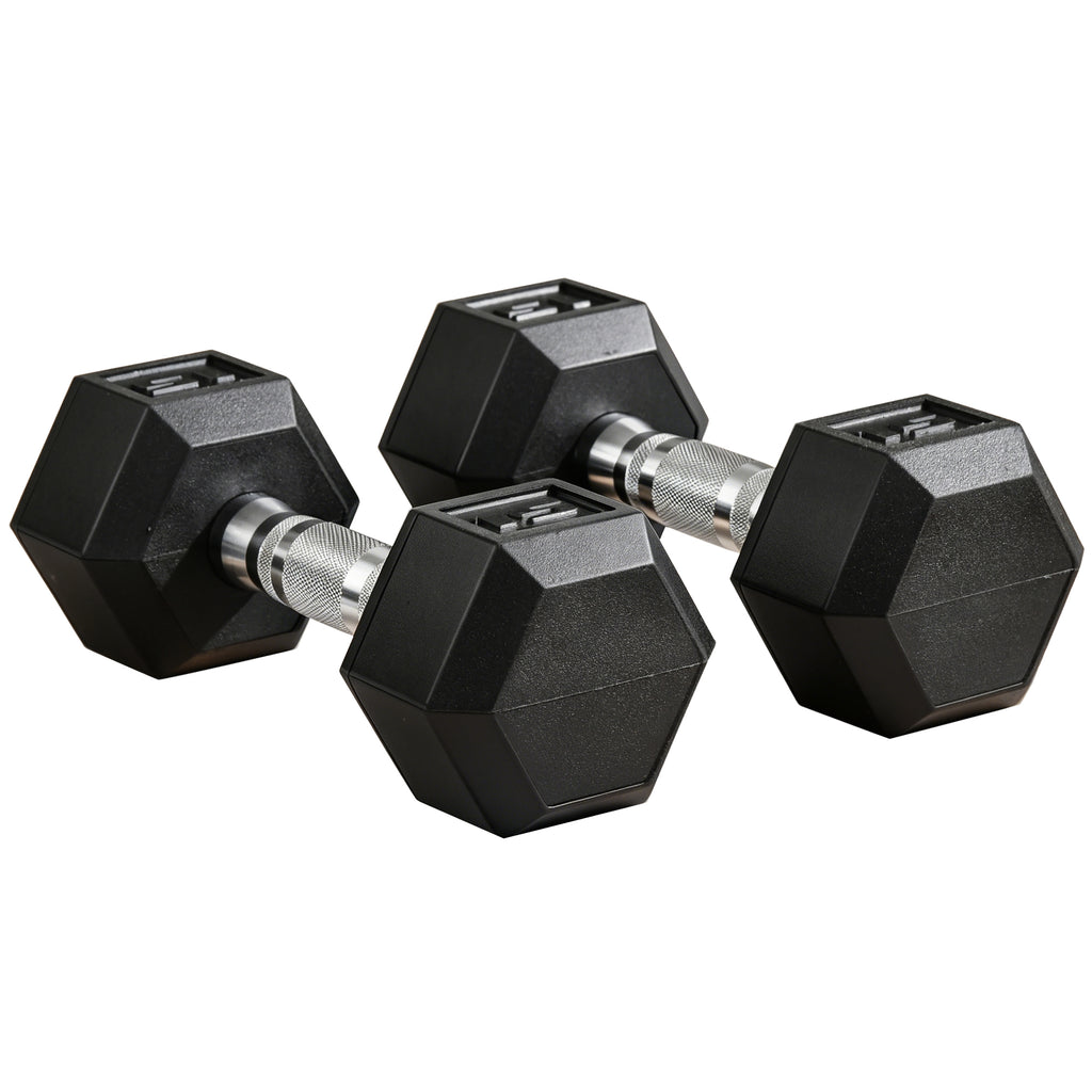 2 x 15lbs Hex Dumbbell Set of 2, Rubber Weights Exercise Fitness Dumbbell with Non-Slip Handles, Anti-roll, for Women or Men Home Gym Workout, Black