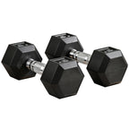 2 x 15lbs Hex Dumbbell Set of 2, Rubber Weights Exercise Fitness Dumbbell with Non-Slip Handles, Anti-roll, for Women or Men Home Gym Workout, Black