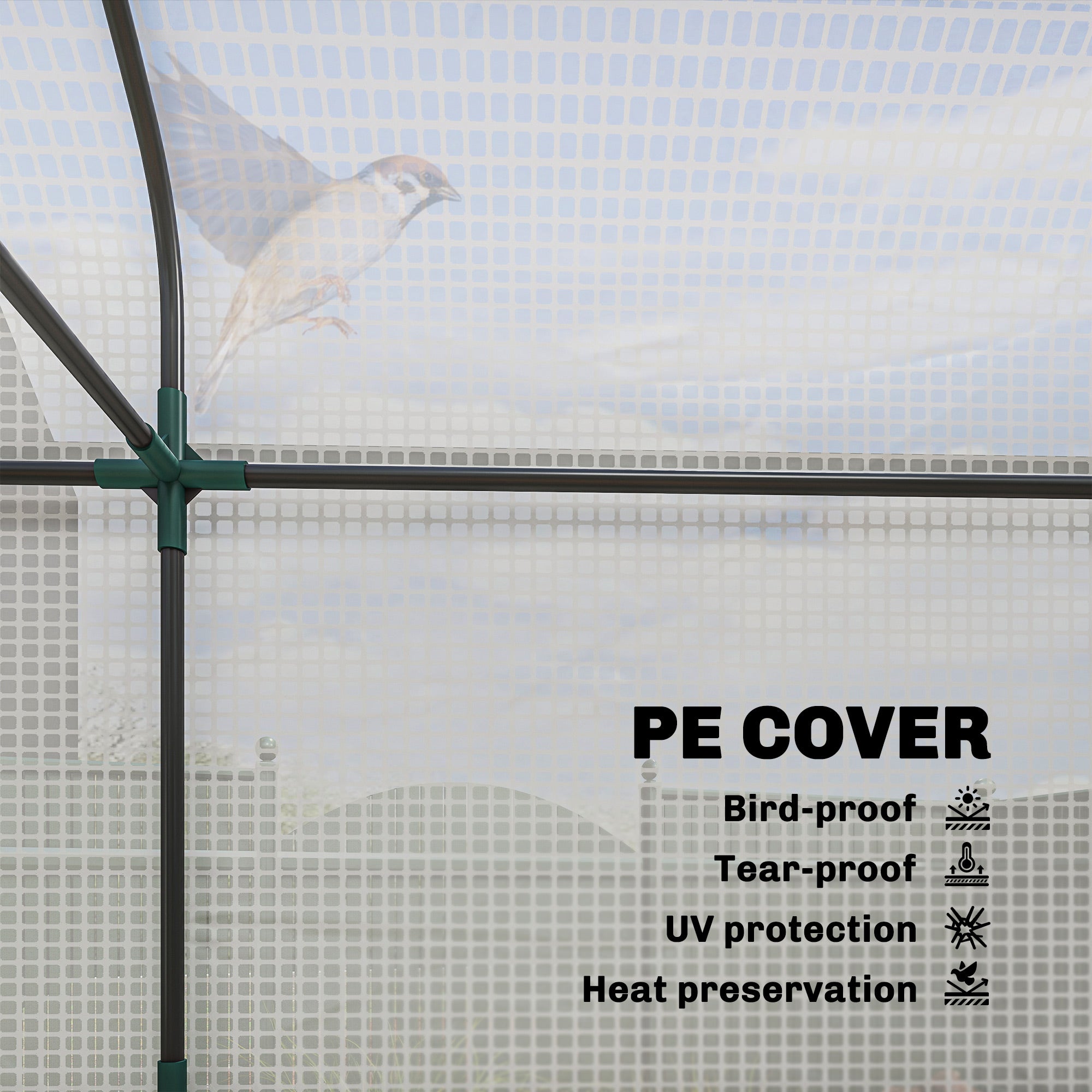 3 Tier Mini Greenhouse, Small Portable Greenhouse with 2 Roll-up Doors, 56.3" x 18.1" x 65", White